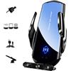 Esenlong Caricabatterie wireless da auto, 15 W, ricarica rapida, supporto per cellulare, presa d'aria, ricarica wireless, ricarica magnetica, ricarica USB con porta USB di tipo C/iOS/Micro (nero)