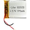 Liter energy battery Batteria 502530 LiPo 3.7V 370mAh 1.369Wh 1S 5C Liter Energy Battery per l'elettronica Ricaricabile Telefono Portatile Smartwatch Orologio GPS - Non adatto per Radiocomando 32x25x5mm (370mAh|502530)