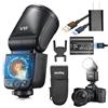 Godox V1 MID O Flash per Olympus e Panasonic, 55W Testa Rotonda con Schermo Touch, Ottiche 28mm, 650+ Lampeggi, Ricarica 1.7s, TTL/HSS 1/8000s, Ricarica USB-C, Attacco Magnetico AK-R1 (V1MID O)