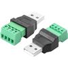 YAODHAOD USB 2.0 tipo A, alloggiamento in metallo senza saldatura, connettore 5 V, 2 A, 2 pezzi, adattatore per collegamento a vite, morsetti a incastro, tipo di adattatore per riparazione USB, fai da