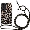 Xylota Cover per Samsung Galaxy A26 5G con Cordino, Aesthetic Disegni Custodia con Regolabile Tracolla Laccio Collana Case, Silicone Bumper Protettiva Custodie per Samsung A26 5G 6,64'', leopardata 03