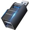 FORIDA Mini hub USB a 3 porte, distributore USB portatile (1 ingresso, 3 uscite) per accessori computer (nero)