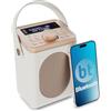 MAJORITY Little Shelford Radio Portatile DAB+ FM | Radio Bluetooth | Radiolina Alimentazione a Batteria e Tramite rete Elettrica | Doppio Allarme DAB da Casa | Radiolina Tavolo con 40 preset (crema)
