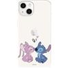 LA CASA DE LAS CARCASAS Custodia compatibile con iPhone 15 ufficiale Disney Angel & Stitch Bacio per proteggere il tuo cellulare, custodia in silicone trasparente flessibile con licenza ufficiale Lilo & Stitch