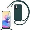 SLWYF Custodia per Xiaomi Redmi Note 10 5G/Poco M3 Pro 5G Cover con Cordino, Silicone Antiurto TPU Morbido Corda Collana Necklace Regolabile Stylish con Catena Ultra Sottile Cover Case, Verde scuro