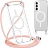 Yoedge Magnetica Trasparente Cover per Samsung Galaxy S26+ / S26 Plus con Cordino, [Compatibile con MagSafe] Custodia con Collana Sottile Silicone Antiurto Bumper Protettivo Case con Magneti, Oro Rosa