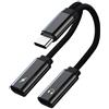 Apitiong Adattatore e ricarica per cuffie USB C, Adattatore audio ausiliario per cuffie per caricatori PD60W a doppio cavo C Compatibile con Samsung Galaxy S23 S22 S21 S20 Note 20 Huawei Mate 20(1 pezzo/nero)