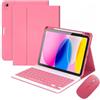 Bueuwe Custodia con Tastiera per iPad A16, 11ª generazione 2025 / 10ª generazione 2022 (11/10,9 pollici), tastiera Bluetooth wireless staccabile con supporto per Apple Pencil,Mouse Bluetooth,Watermelon red