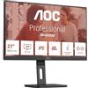 AOC U27E3UF - Monitor UHD da 27 pollici, altezza regolabile, altoparlanti, Adaptive Sync 3840x2160.4K, 60 Hz, DisplayPort, 2x HDMI, hub USB nero, Regolazione altezza, 27 pollice UHD