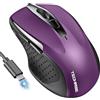TechRise Mouse Bluetooth 2.4G (BT 5.0/3.0+2.4G), 4800 DPI con Ricevitore USB A, Wireless Silenzioso DPI 6 Livelli, Adatto per Laptop, PC, Windows
