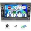 SIXWIN 4+64G Android 15 Autoradio per Opel Corsa d/Astra h/Zafira b/Meriva con Carplay/Android Auto/Mirrorlink, 7'' Touchscreen Schermo con WiFi GPS Bluetooth 5.0 FM/RDS EQ Telecamera(Grigio)