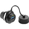 QIANRENON Attacco filettato USB 3.0, impermeabile, adattatore 5 Gbps, USB 3.0 A femmina su presa Bulkhead connettore di montaggio 5 V 1,5 A, tappo impermeabile per trasferimento dati, ricarica
