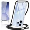 Coiwxmoi Cover per OPPO Reno 15 5G con Cordino 6,59,Trasparente Custodia con Laccio Tracolla Corda Catena Cinghia,Ultra Morbido Silicone TPU Antiurto Case per OPPO Reno 15 5G, Nero