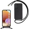 MBSLFY Cover per Cordino con Collana per Samsung Galaxy A32 4G, Custodia Silicone Morbido con Corda, Case Tracolla Silicone con Necklace Regolabile per Samsung Galaxy A32 4G, Nero