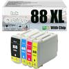 AWDAXC 88xl 88 XL 69 ml cartucce di Inchiostro, compatibili per HP OfficeJet PRO K550 K550DTN K550DTWN K5400DN K8600 L7580 L7590 Stampanti 【Volume ad Alta Stampa con Chip】 1 Set
