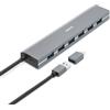 Hama Hub USB 7 porte (porta USB-A e USB-C con alimentatore, 7 x USB-A per mouse, tastiera, disco rigido esterno, chiavetta USB, ecc., alloggiamento in alluminio, adattatore USB per ufficio, casa