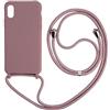 Ququcheng Cover Compatible con iPhone XR,Cellulare Girocollo Custodia con Cordino TPU corda Silicone Case Bumper per iPhone XR Custodia-Rosa Oro