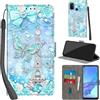 Haninsuze Cover per Oppo A53s Custodia Cover Pelle Libro Portafoglio con Porta Carte Magnetica Protezione Antiurto Cuoio Flip Case Custodia Cover per Oppo A53s, Torre