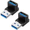 JZK 2x Adattatore USB 3.0 90 gradi angolo retto 5V 3A 10 Gbps connettore USB A maschio-femmina accoppiatore USB angolare trasferimento dati veloce OTG per hard disk, SSD esterni, laptop