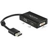DELOCK ADAPTADOR 3en1 DISPLAYPORT A VGA + HDMI + DVI 0.16M Negro 62656