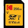 Kodak - Scheda SD UHS-I U3 V30 SDHC/XC, 256 GB, velocità di lettura 95 MB/s, velocità di scrittura, massima 85 MB/s, memoria di video 4 K Ultra HD e foto HD