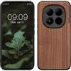 kwmobile Custodia Compatibile con Xiaomi Redmi Note 15 PRO+ 5G / Poco M8 PRO 5G Cover - Protezione in Legno per Smartphone - Back Case con Bumper in Silicone TPU - Marrone Scuro Legna