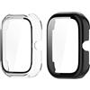 GMUJIAO [2 Pack Compatibile con Honor Choice Haylou Watch per Cover,Custodia Rigida con Vetro Temperato,Protezione Totale Ultra Sottile HD Clear Pellicola Protettiva-Nero+Trasparente