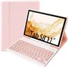 Vowor Tastiera Tablet Per Samsung Tab S8 11 2022/ Tab S7 11 2020 Custodia, Rimovibile Magnetica Pelle Cover con Tastiera Bluetooth Wireless Keyboard Per Galaxy Tab S8/S7 (SM-T870/X700) (rosa)