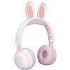 ASHATA Cuffie Bluetooth 5.0 Pieghevoli con Microfono Simpatico Orecchio di Coniglio Cuffie Over-Ear Wireless per Bambini Verdi Adolescenti Adulti, 12 Ore di Ascolto, TF/Aux, 7 Modelli Integrati(Bianco Rosa)