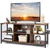 COSTWAY Mobile TV Industriale Fino a 65, Tavolo Multimediale a 3 Ripiani