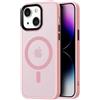 Mixroom - Cover Custodia Bumper Opaco per iPhone 15 Plus Compatibile con MagSafe Accessori Cerchio Magnetico Integrato Retro Semitrasparente Bordo Morbido in TPU Silicone Rosa