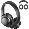 MYAYD Cuscinetti auricolari di ricambio compatibili con cuffie Anker Soundcore Q20i, cuscinetti auricolari in morbida pelle proteica, schiuma fonoassorbente (nero)