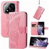 JIUNINE Cover per Xiaomi Redmi Note 14 Pro 5G / Poco X7, Custodia Interno TPU Antiurto Portafoglio con Disegni di Farfalla [Carta Fessura] [Supporto Stand] Cover Libro in PU Pelle, Rosa