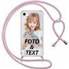 Xylota Cover Personalizzate con Cordino per iPhone 17e / iPhone 16e, Personalizzata con Foto Testi Custodia Personalizzabile, Case con Laccio Tracolla per iPhone 17e / iPhone 16e 6,1'', rosa 02