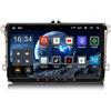 Erisin 9 Android 14 Autoradio GPS Navigator per VW Polo Passat Golf 5 T5 Tiguan EOS Seat Leon Skoda Bluetooth Handsfree DAB+ CarPlay Android Auto FM USB Wifi Controllo del volante【8 Core 4GB+64GB】