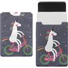 Eslifey Custodia in pelle sottile per computer portatile da 13 pollici, con chiusura magnetica, simpatico unicorno in bicicletta con criniera arcobaleno in microfibra