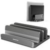 AboveTEK Supporto Laptop Verticale fino a 17,3 , Porta per Laptop/Tablet/Cellulare 3 in 1 in Alluminio, Impugnature in Silicone Antiscivolo a 3 Slot per MacBook/Notebook/iPad/Telefono (Grigio)
