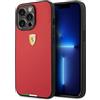 CG MOBILE Ferrari - Custodia protettiva per iPhone 14 Pro Max, in pelle sintetica PU, con chiusura a scatto, assorbimento degli urti e logo firmato, colore: Rosso