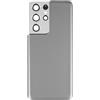Generico Ricambio Copri Batteria compatibile con Samsung Galaxy S21 Ultra 5G SM-G998B SM-G998U SM-G998W G998N Posteriore Back Cover Retro Scocca vetro + lente Cornice + Biadesivo (Silver)