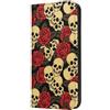Mixroom - Custodia Cover Case a Libro per iPhone 8 con Stand in Ecopelle Chiusura Magnetica Portafoglio Parte Interna in TPU Morbida Fantasia Rose E Teschi M726