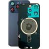 Generisch Cover posteriore (coperchio della batteria) adatta per iPhone 15 Pro Max. premontata: con magnete, supporto in metallo, anelli per fotocamera, ecc. Vetro posteriore di ricambio per un facile