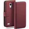 moex Custodia a libro per Samsung Galaxy S4 Mini, con scomparto per carte di credito, pieghevole a 360 gradi, in pelle PU, colore: rosso vino