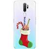Mixroom - Cover Custodia Case In TPU Silicone Morbida Sfondo Trasparente Per OPPO A5 2020 Fantasia Calza Di Natale Con Lecca Lecca 636