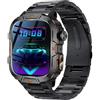 Plyisty Smart Watch, Touchscreen HD da 1,96 Pollici con 100 modalità Sportive, Monitoraggio della Salute 24 Ore su 24, Torcia LED con Chiamata BT, per Uomo Donna IOS (Cinturino in acciaio)