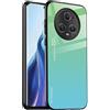 EASSGU Custodia Adatta per HONOR Magic5 Pro 5G (6.81 Inches), Cover Posteriore in Vetro Sfumato Custodia per Cellulare Anti-Caduta e Anti-Graffio - Verde Ciano