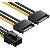 GMBYLBY Singolo/Doppio Sata-15 Pin Corrente A 6 Pin Cavo di Alimentazione Per Scheda Grafica 20 cm Semplice Collegamento Della Scheda Grafica