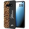 CUSTOMIZZA - Custodia cover nera morbida in tpu compatibile per Samsung S10 custom nome scritta leopardato maculato donna marrone leopard