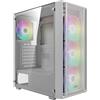 GAMDIAS AURA GC2 ELITE ARGB ATX Mid Tower PC Case, 4 x 120 mm ARGB Fan, pannello frontale in rete ad alto flusso d'aria, pannello laterale in vetro temperato facile da installare, bianco