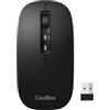 CoolBox W02 Mouse wireless silenzioso con pulsante IA, ricaricabile, ambidestro, tripla connessione wireless BT3.0, BT5.0 e 2.4 Ghz, dpi regolabile. Mouse wireless per laptop, PC, Mac, Apple. Nero