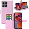 JIUNINE Cover a Libro per Motorola Moto G17 / G17 Power / G15, Rosa